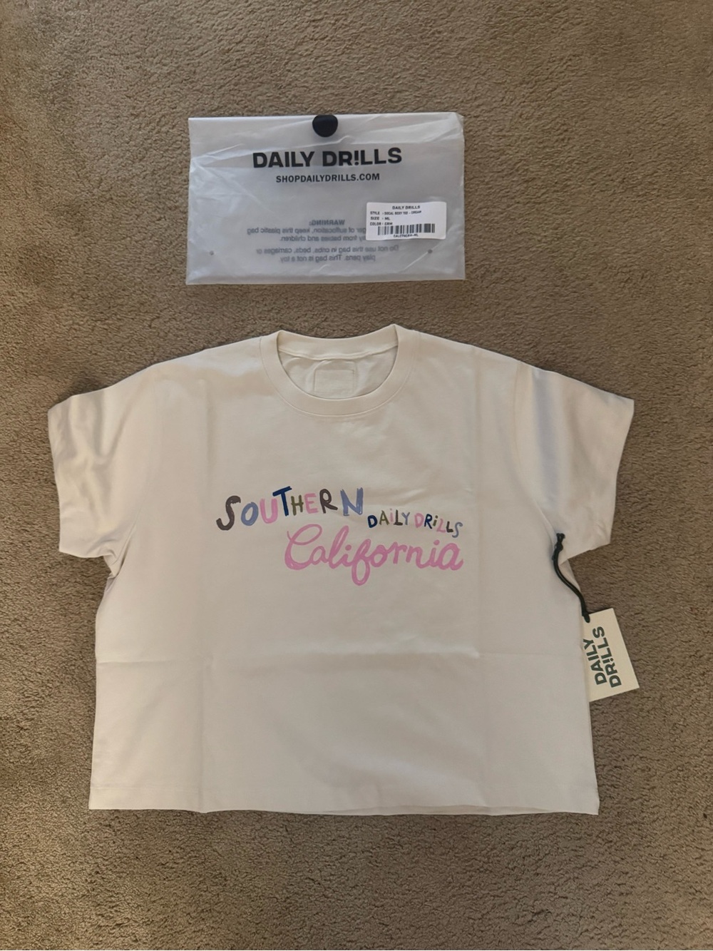 Daily Drills Cream Short-Sleeve 'Southern California' Graphic Tee
